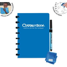 Correctbook Original, A5, cahier effaçable / réutilisable, blanc, Earthy Blue (bleu)