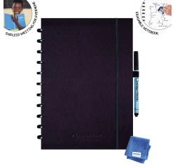 Correctbook A4 Hardcover: uitwisbaar / herbruikbaar notitieboek, gelijnd, Ink Black (zwart)