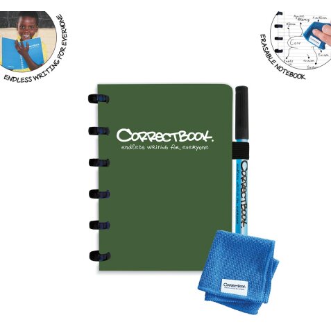 Correctbook Original, A6, cahier effaçable / réutilisable, ligné, Forest Green (vert forêt)