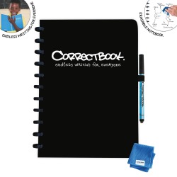 Correctbook Original, A4, cahier effaçable / réutilisable, blanc, Ink Black (noir)