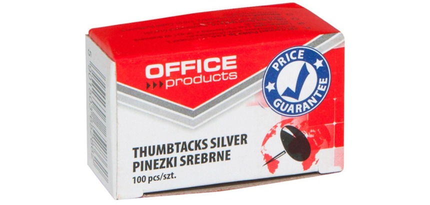 OFFICE products punaises Classic, argent, boîte de 100 pièces