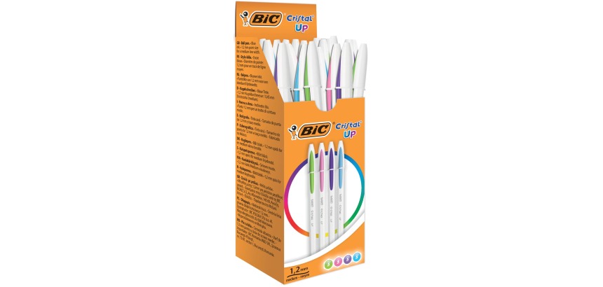 Bic balpen Cristal Up, doos met 20 stuks in geassorteerde fun kleuren