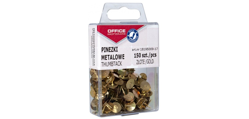 OFFICE products punaises, goud, plastic ophangdoosje van 150 stuks
