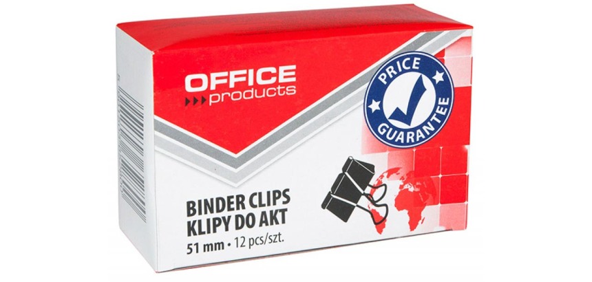 OFFICE Produkte Foldback-Klammern, schwarz, 51 mm, Schachtel mit 12 Stück