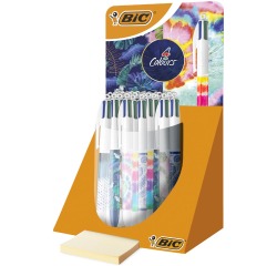 Bic 4 Colours Tie - Dye  Botanical stylo bille 4 couleurs, 4 couleurs d'encre classique, présentoir de 30