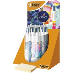 Bic 4 Colours Tie - Dye  Botanical stylo bille 4 couleurs, 4 couleurs d'encre classique, présentoir de 30