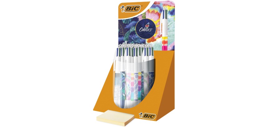 Bic 4 Colours Tie - Dye Botanical ballpoint pen 4 colors, 4 classic ink colors, display of 30