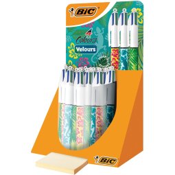 Bic Colours Velours 4-kleurenbalpen, medium, klassieke inktkleuren, display van 30 stuks