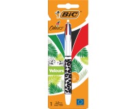 Bic 4 Colours Velours stylo bille 4 couleurs, moyen, 4 couleurs d'encre classique, motifs différents, sou