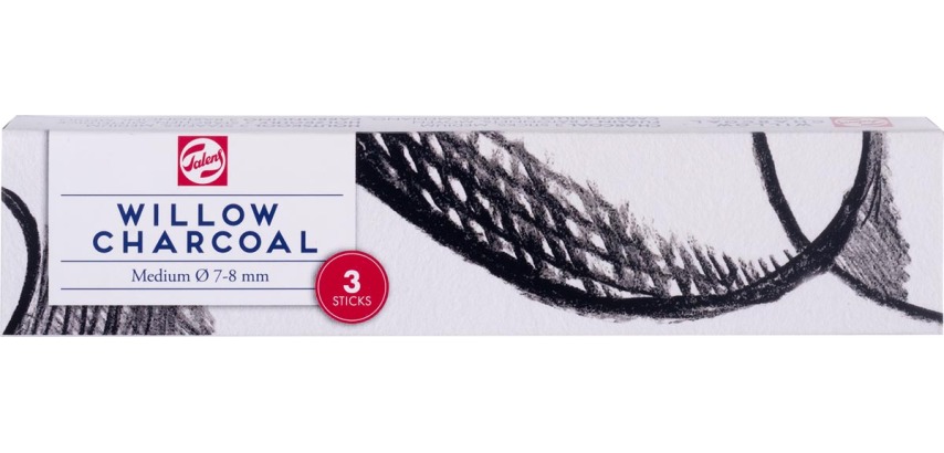 Talens medium charcoal, box of 3 sticks