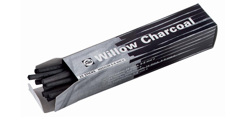 Talens fusain moyen, boîte de 25 barres