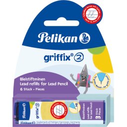 Pelikan Griffix potloodstiften, 2 mm, HB, blister van 2 doosjes van 3 stuks