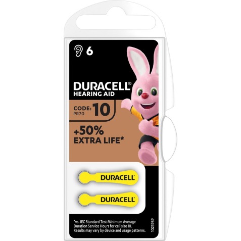 Duracell pile auditive DA10, blister de 6 pièces