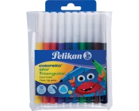 Pelikan Filzstift Colorella Star dreikant, Etui mit 10 Stück in assortierten Farben
