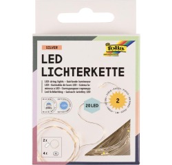 Folia guirlande lumineuse, 20 LEDs, 2,20 m, sur piles, paquet de 2 pièces
