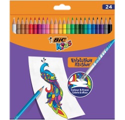 Bic Kids crayon de couleur Illusion Evolution, 24 crayons en étui cartonné