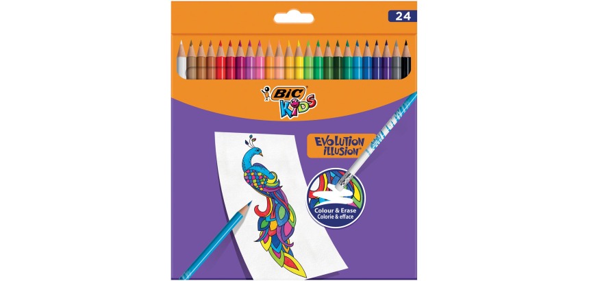 Bic Kids crayon de couleur Illusion Evolution, 24 crayons en étui cartonné