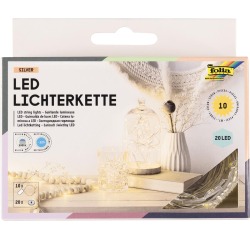 Folia lichtslinger LED, 20 LED's, 2,20 m, op batterijen, pak van 10 stuks