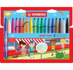 STABILO power max feutre, étui de 18 pièces en couleurs assorties