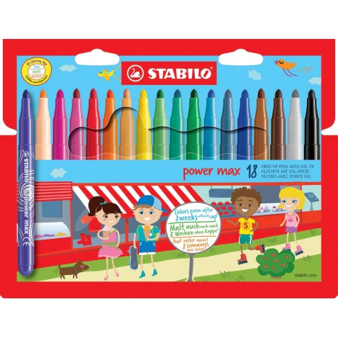 STABILO power max feutre, étui de 18 pièces en couleurs assorties