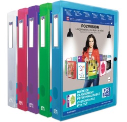OXFORD Polyvision boîte de classement personnalisable, format A4, en PP, dos de 4 cm, couleurs assorties