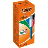 Bic 4 Colours Mini stylo bille 4 couleurs, moyen, 4 couleurs d'encre classique, corps bleu