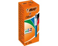 Bic 4 Colours Mini stylo bille 4 couleurs, moyen, 4 couleurs d'encre classique, corps bleu