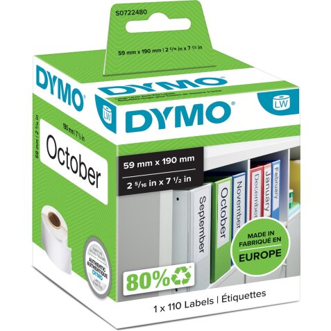 Dymo étiquettes LabelWriter, ft 190 x 59 mm, blanc, 110 étiquettes