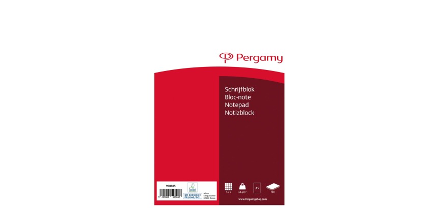 Pergamy bloc de papier à lettres, 60 g/m², ft A5, 100 feuilles, quadrillé 5 mm