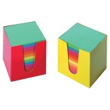 Cardboard memo cube, assorted color sheets