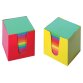 Cube-mémo en carton, feuillets en couleurs assorties