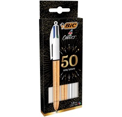 En_boligrafo bic cuatro colores set regalo 50 aniversario 2 unidades shine color oro mate + 1 unidad shine color plata