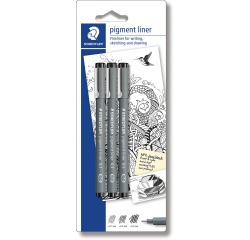 Fineliner Staedtler Pigment 308 blister blister 3 largeurs noir