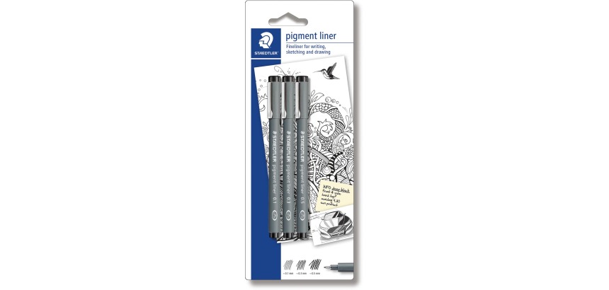 Fineliner Staedtler Pigment 308 blister 3 à lijnbreedten zwart