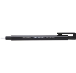 En_portagomas tombow mono zero con clip goma redonda 2,3 mm diametro color negro