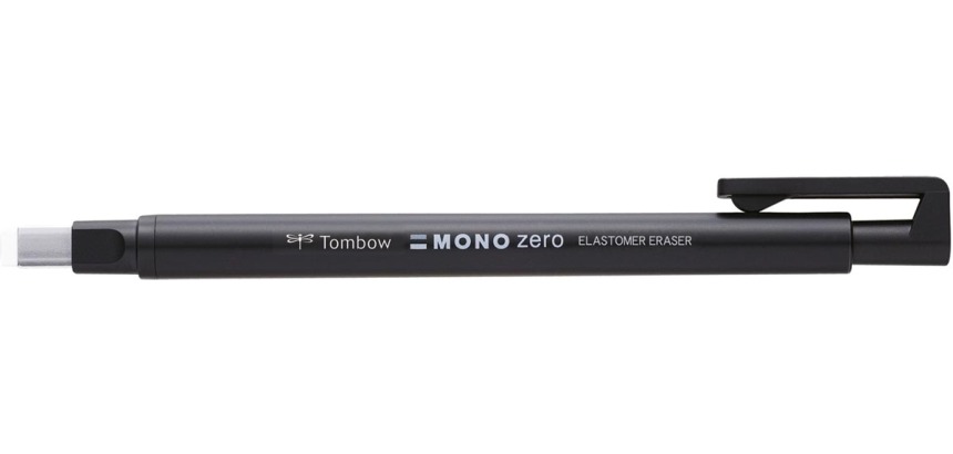 Tombow stylo gomme MONO zero, avec pointe rectangulaire, navulbaar, corps noir