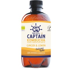 Le Gutsy Captain Kombucha Ginger & Lemon, bouteille de 400 ml, paquet de 12 pièces
