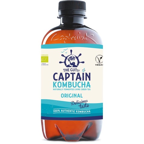 The Gutsy Captain Kombucha Original, flesje van 400 ml, pak van 12 stuks