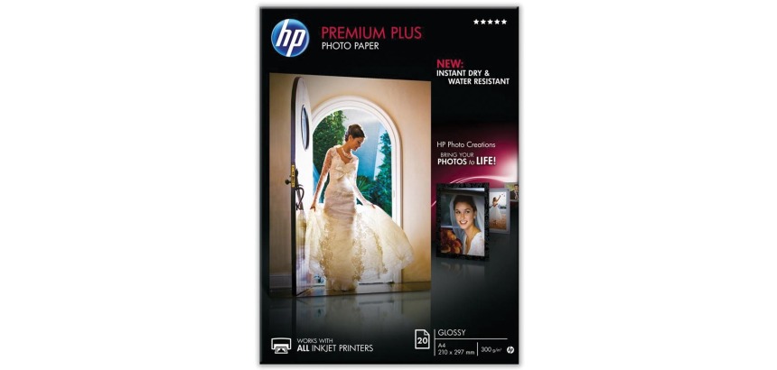 HP Premium Plus photo paper A4 size, 300 g, pack of 20 sheets, glossy
