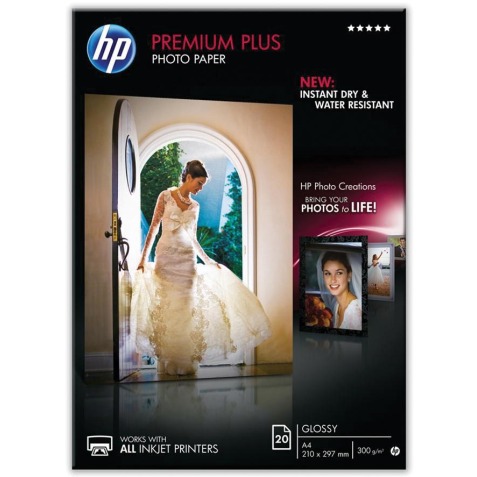 HP Premium Plus papier photo ft A4, 300 g, paquet de 20 feuilles, brillant