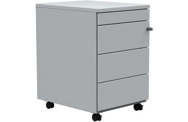 Caisson mobile, 3 tiroirs + tirette plumier, aluminium