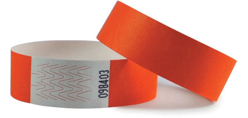 Combicraft Tyvek bracelets, orange, pack of 100 pieces