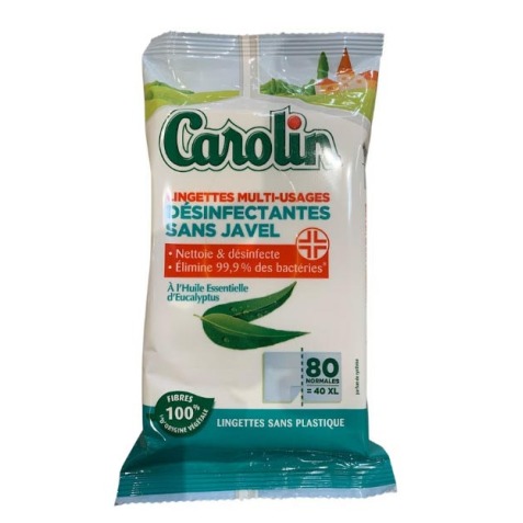 Carolin lingettes humides, eucalyptus, paquet de 80 pièces