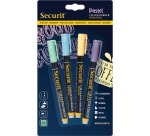 Securit small chalk marker, blister of 4 pieces in assorted pastel colors