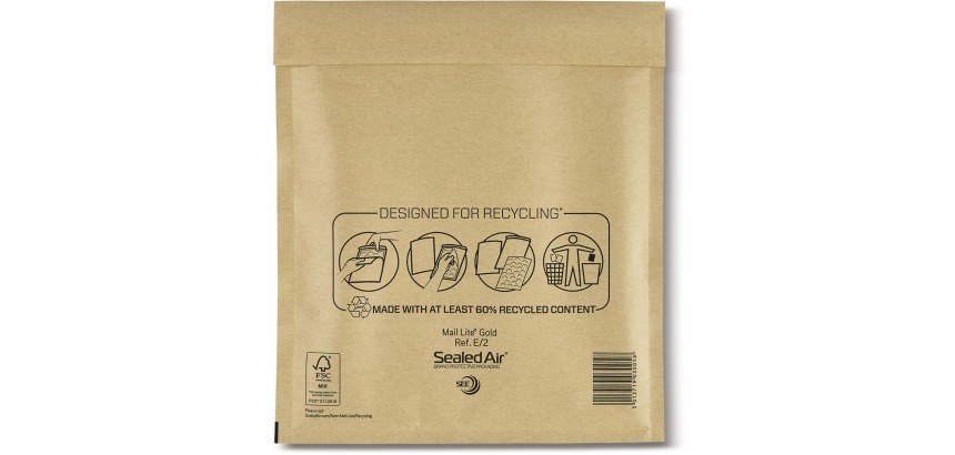 Mail Lite luchtkussenenveloppen, goud, E/2, 220 x 260 mm, doos van 100 stuks