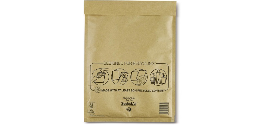 Mail Lite gold bubble envelopes, G/4, 240 x 330 mm, box of 50 pieces