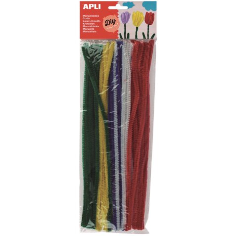 Apli chenilles, blister de 50 pièces, couleurs assorties