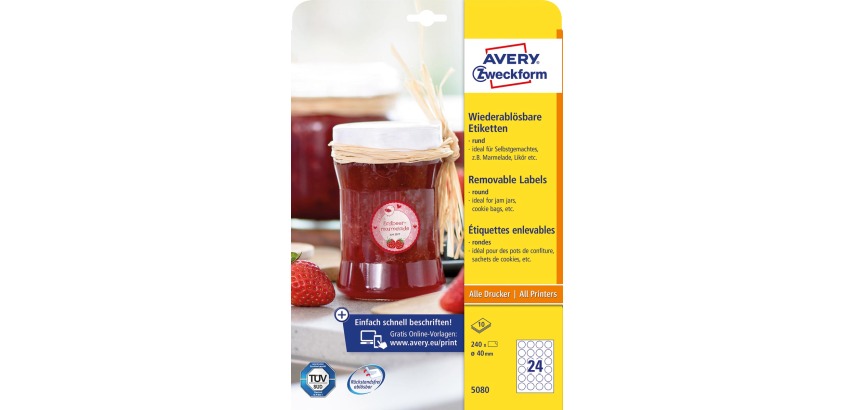Avery Zweckform runde Etiketten, Durchmesser 40 mm, weiß, ablösbar, 240 Etiketten, 10 Blatt