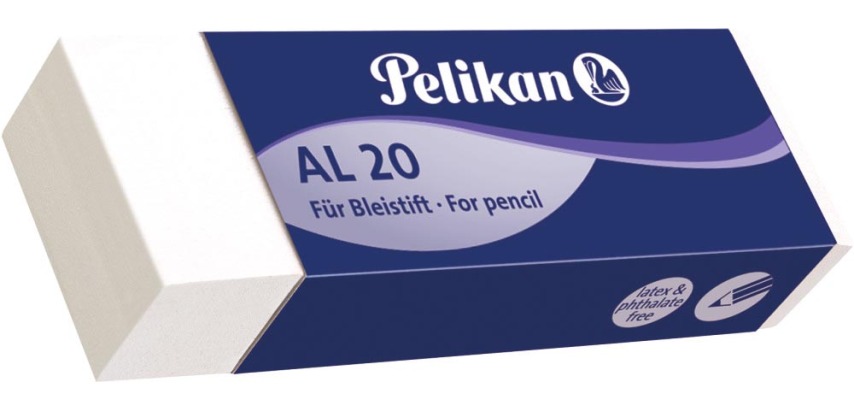 Pelikan gomme AL20, blanc, boîte de 20 pièces