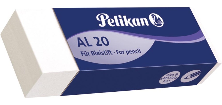 Pelikan gomme AL20, blanc, boîte de 20 pièces